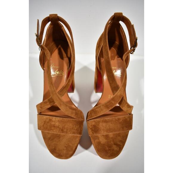 Christian Louboutin Movida Sandal 130 Foxy Brown Suede Platform Heel Pump 38.5 - Picture 6 of 11